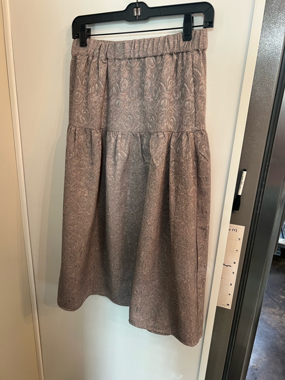 Current Air Taupe Paisley Tiered Midi Skirt